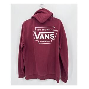 Vans Maroon Classic Off The Wall Logo Hoodie Soft Fleece Pullover Size Large